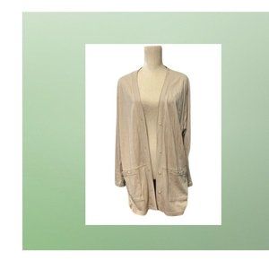 Vintage Womens Cardigan Beige Long Sleeve Open Front Plus 1X Fashion Formula